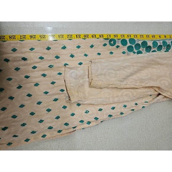 Vintage Cultural Kurta Sheath Floral Pink Green Sheath Indian Dress Sz Small - Picture 10 of 10